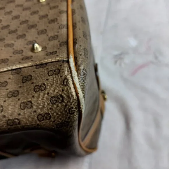 Authentic Vintage Gucci Micro GG Supreme Boston Bag Web Stripe Pristine Interior - Picture 12 of 15